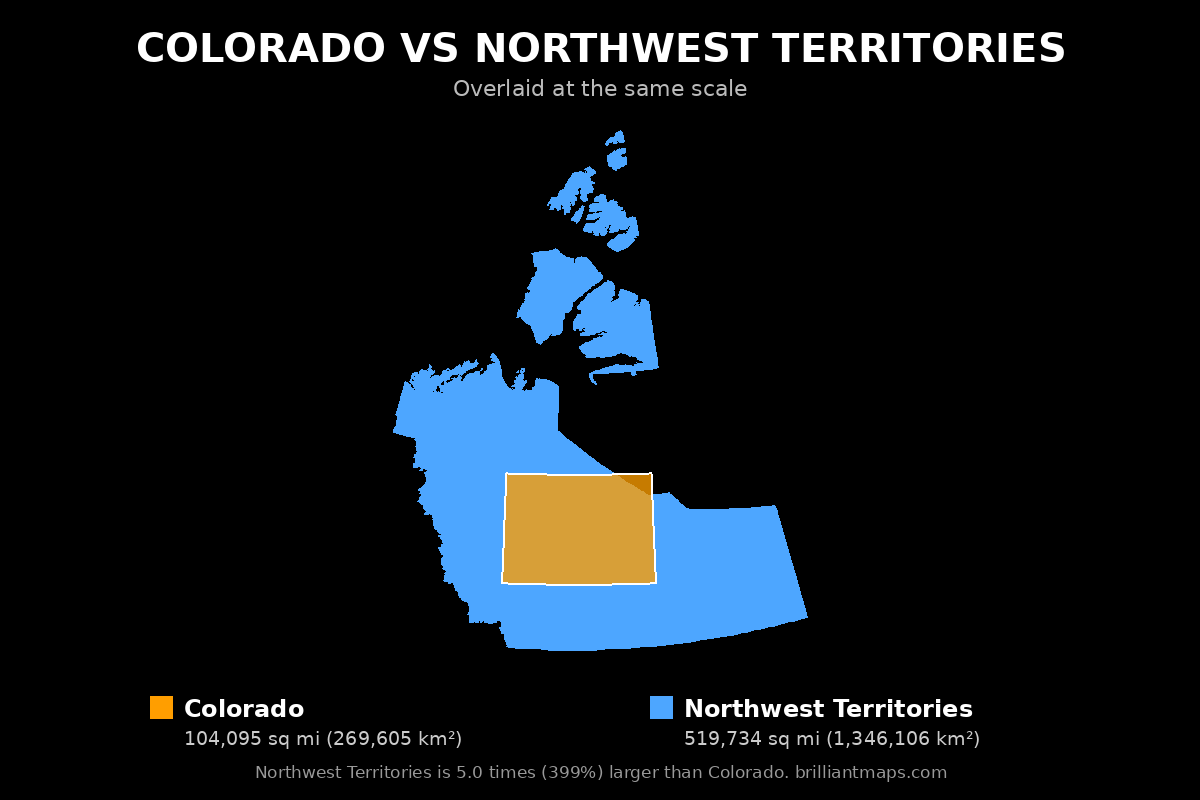 Colorado vs Northwest Territories Size Comparison Map