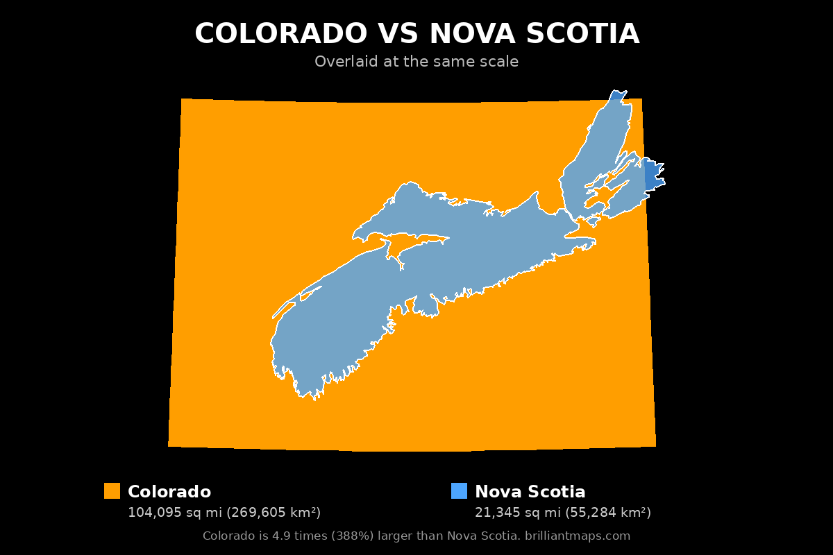 Colorado vs Nova Scotia Size Comparison Map