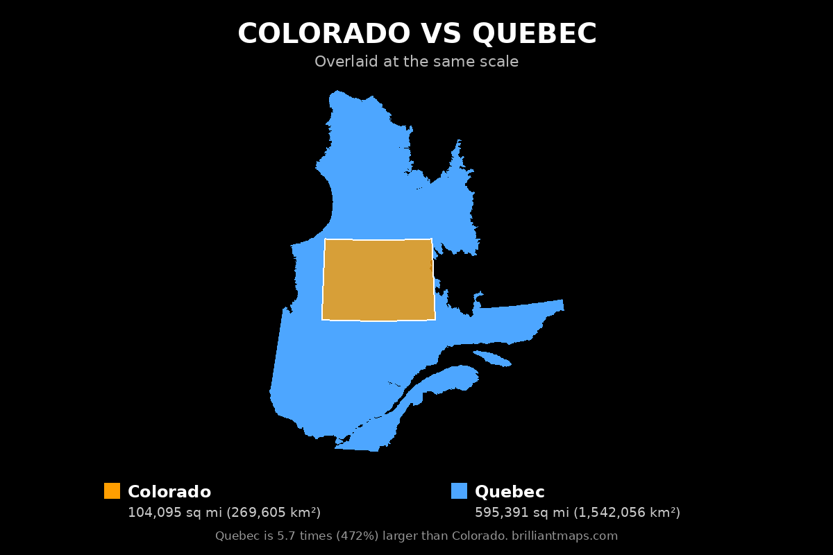 Colorado vs Quebec Size Comparison Map