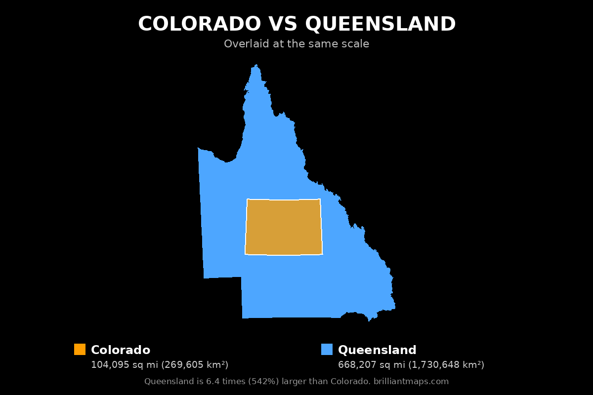 Colorado vs Queensland Size Comparison Map