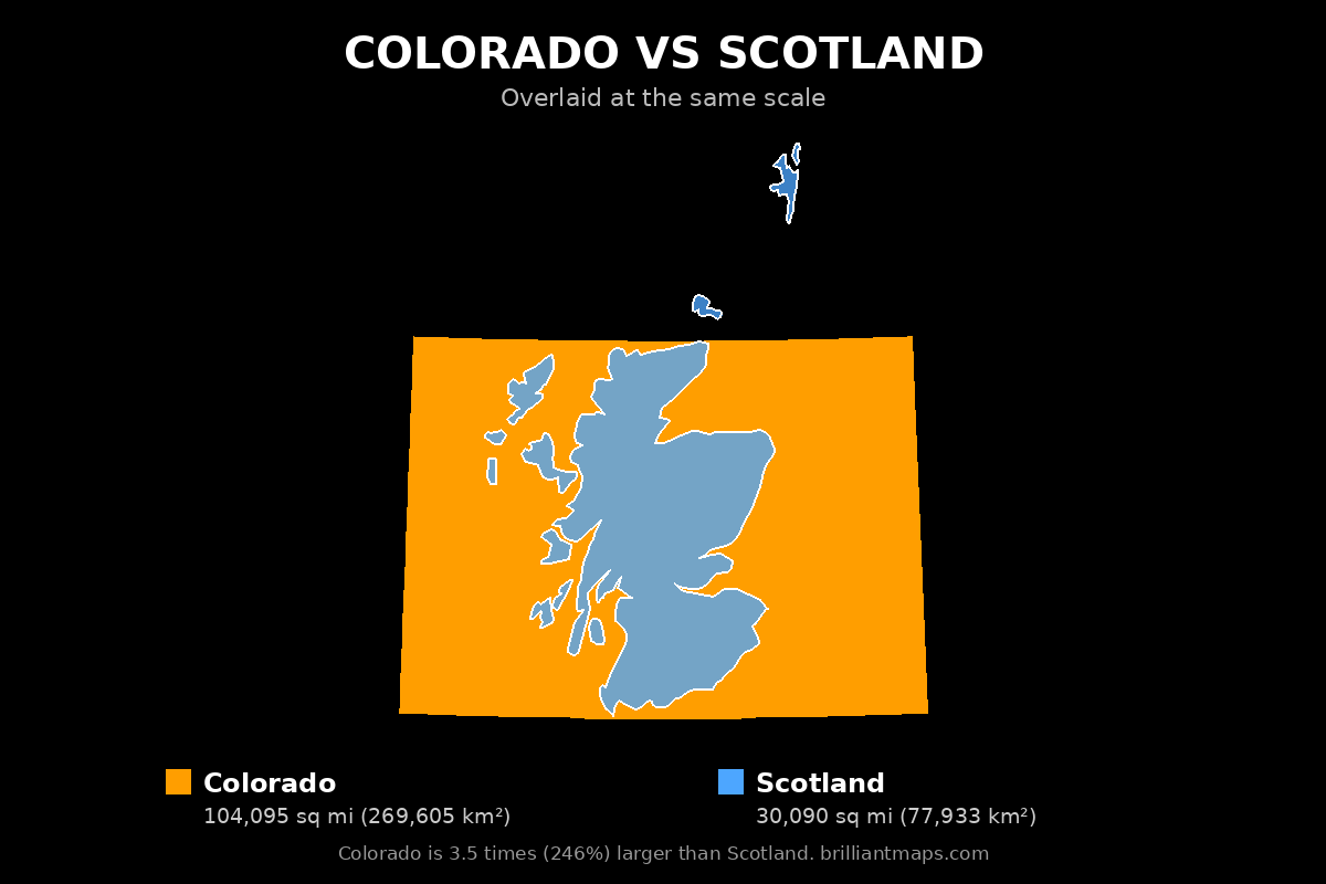 Colorado vs Scotland Size Comparison Map