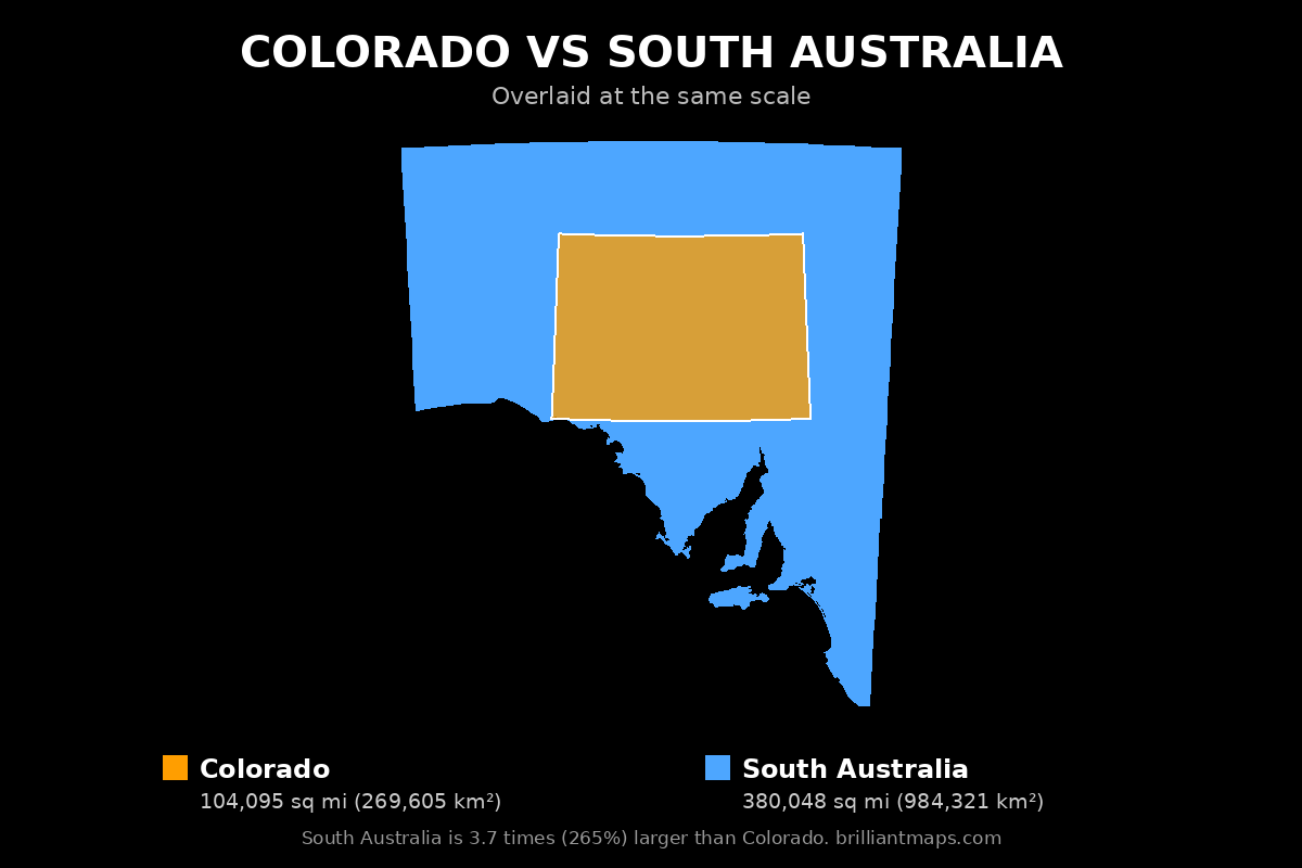 Colorado vs South Australia Size Comparison Map