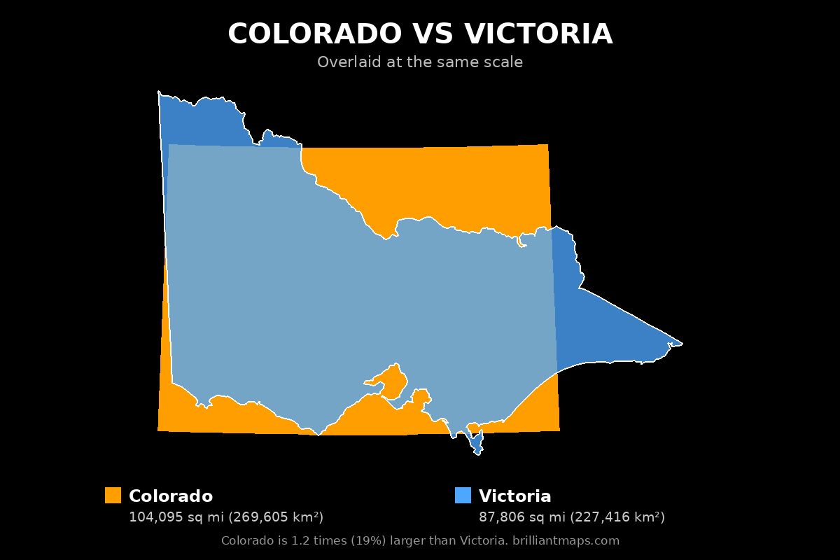 Colorado vs Victoria Size Comparison Map