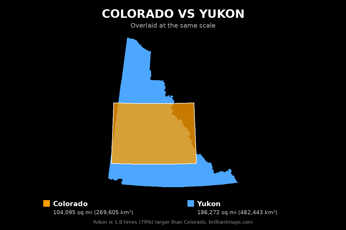 Colorado vs Yukon Size Comparison Map