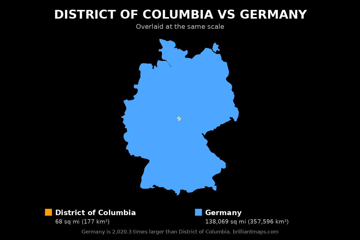 District of Columbia vs Germany Size Comparison Map