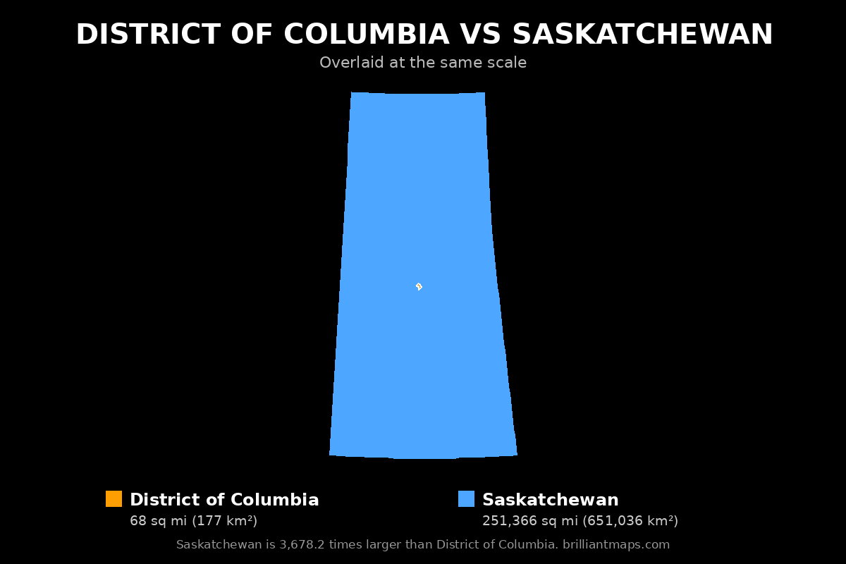 District of Columbia vs Saskatchewan Size Comparison Map