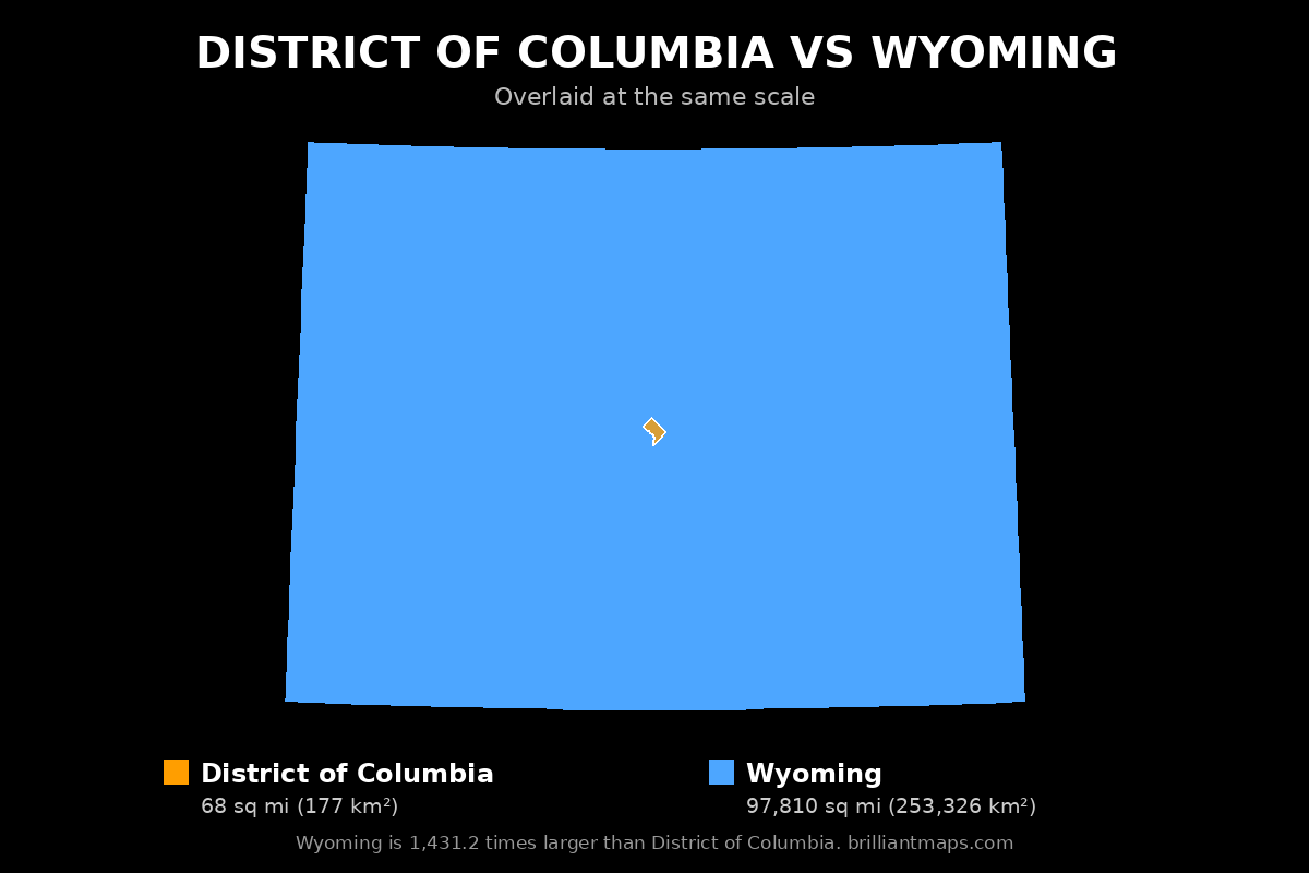District of Columbia vs Wyoming Size Comparison Map