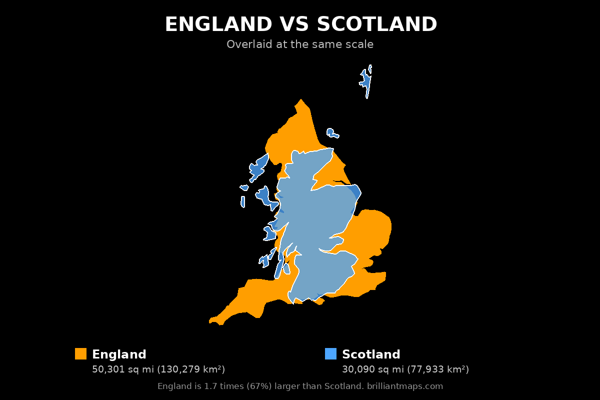 England vs Scotland Size Comparison Map