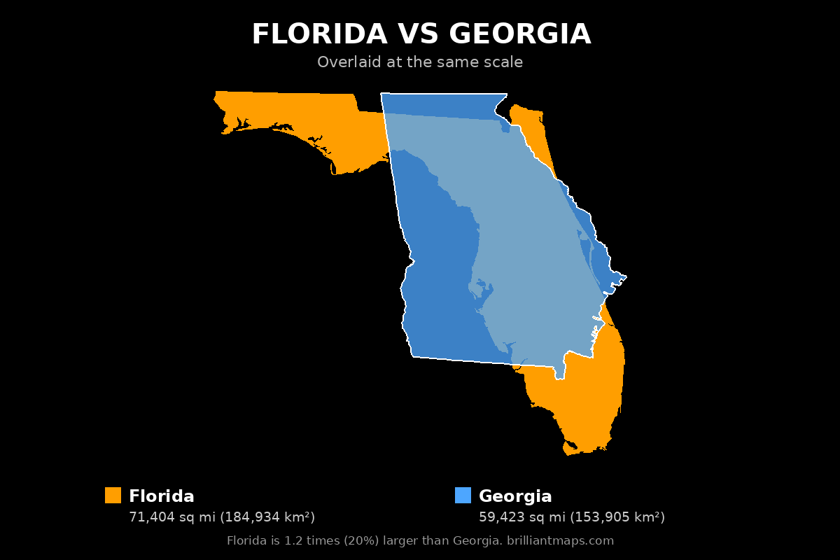 Florida vs Georgia Size Comparison Map