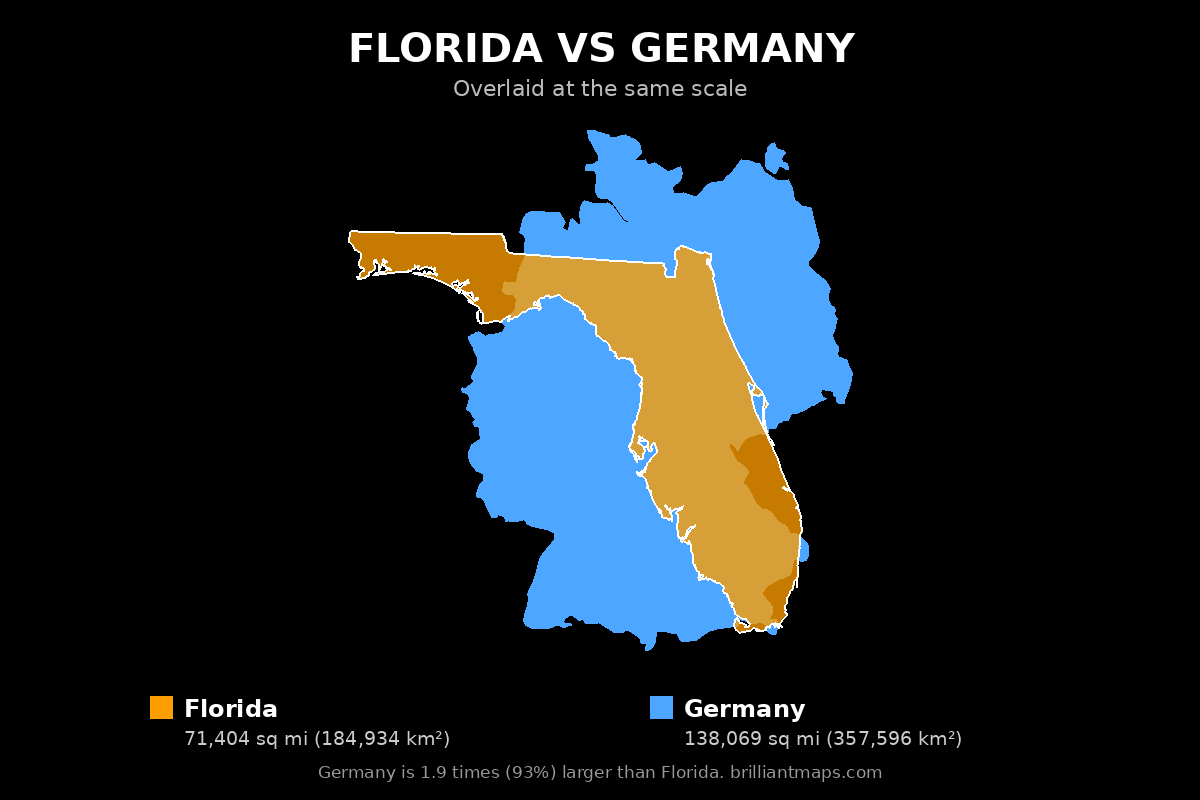 Florida vs Germany Size Comparison Map