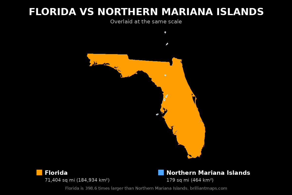 Florida vs Northern Mariana Islands Size Comparison Map