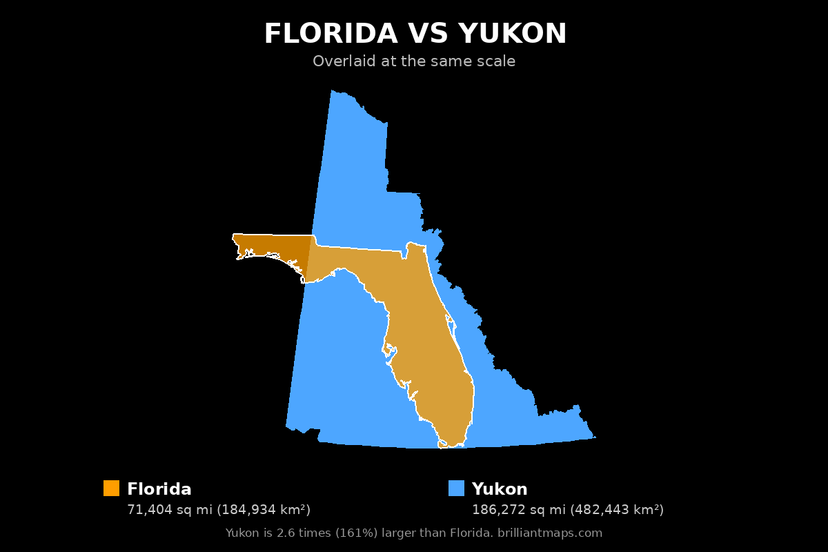 Florida vs Yukon Size Comparison Map