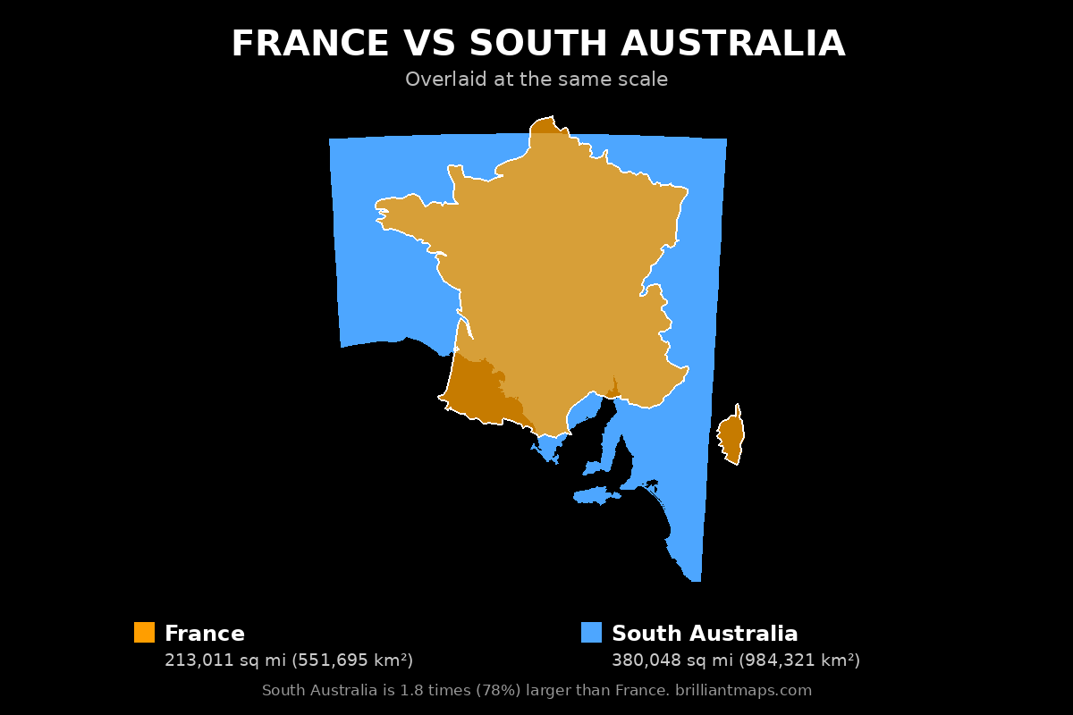 France vs South Australia Size Comparison Map