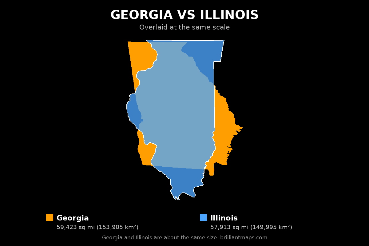 Georgia vs Illinois Size Comparison Map