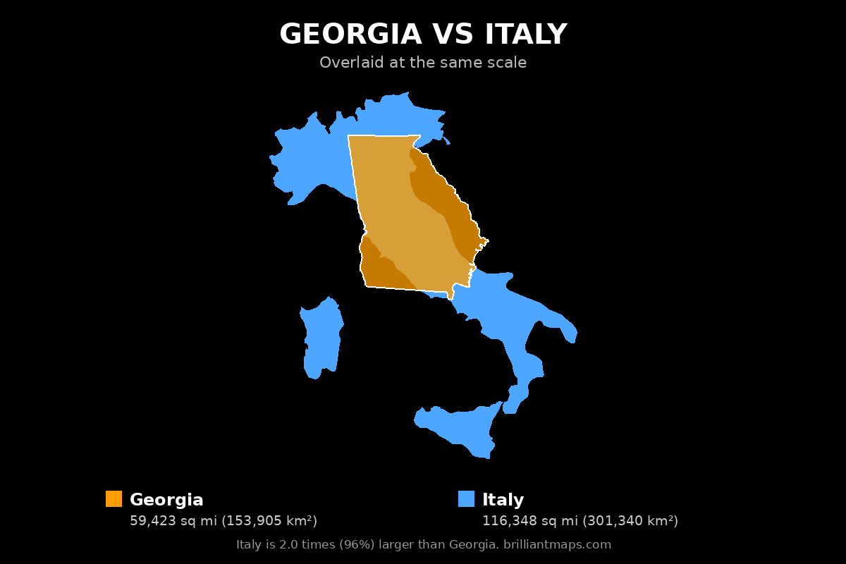 Georgia vs Italy Size Comparison Map
