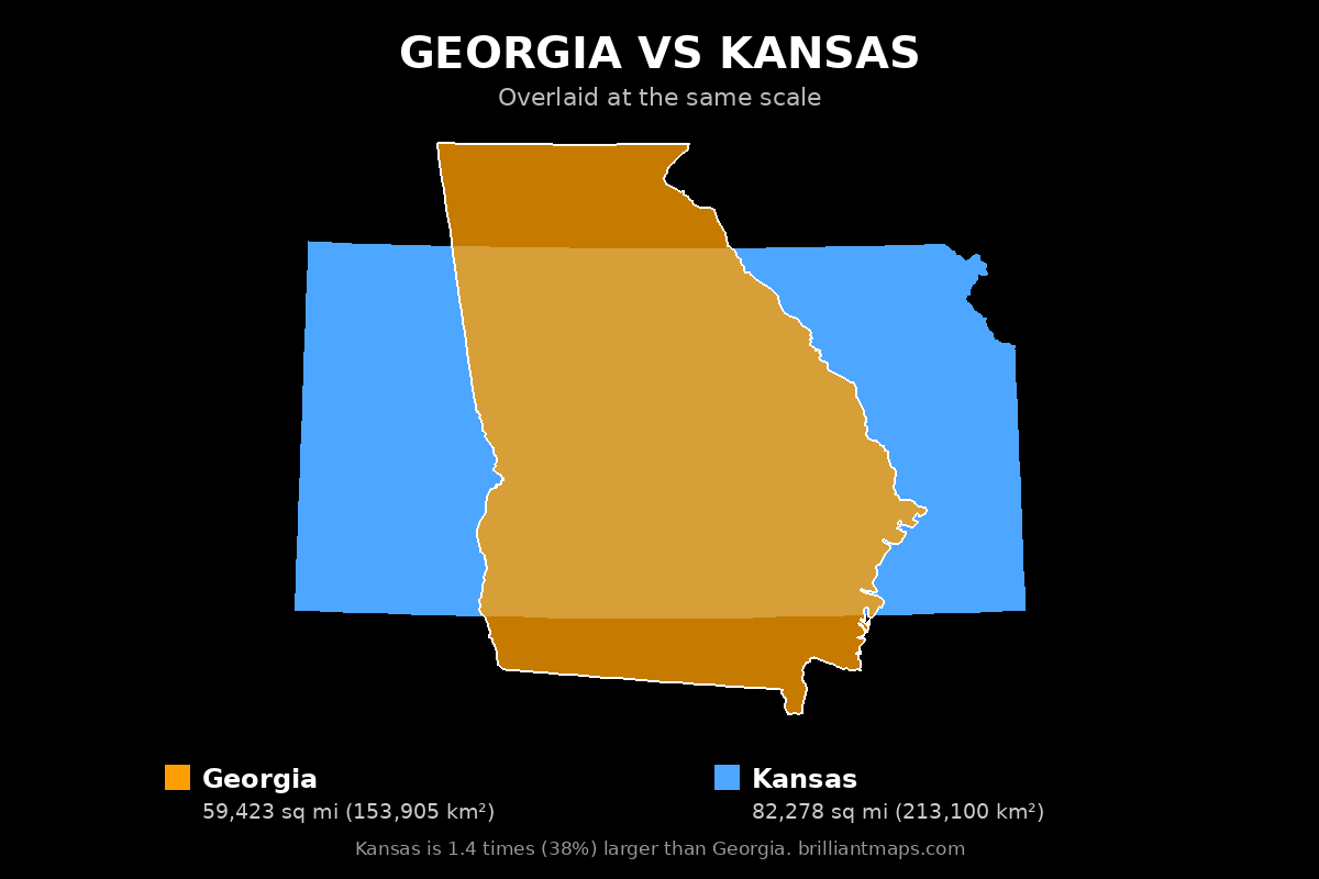 Georgia vs Kansas Size Comparison Map