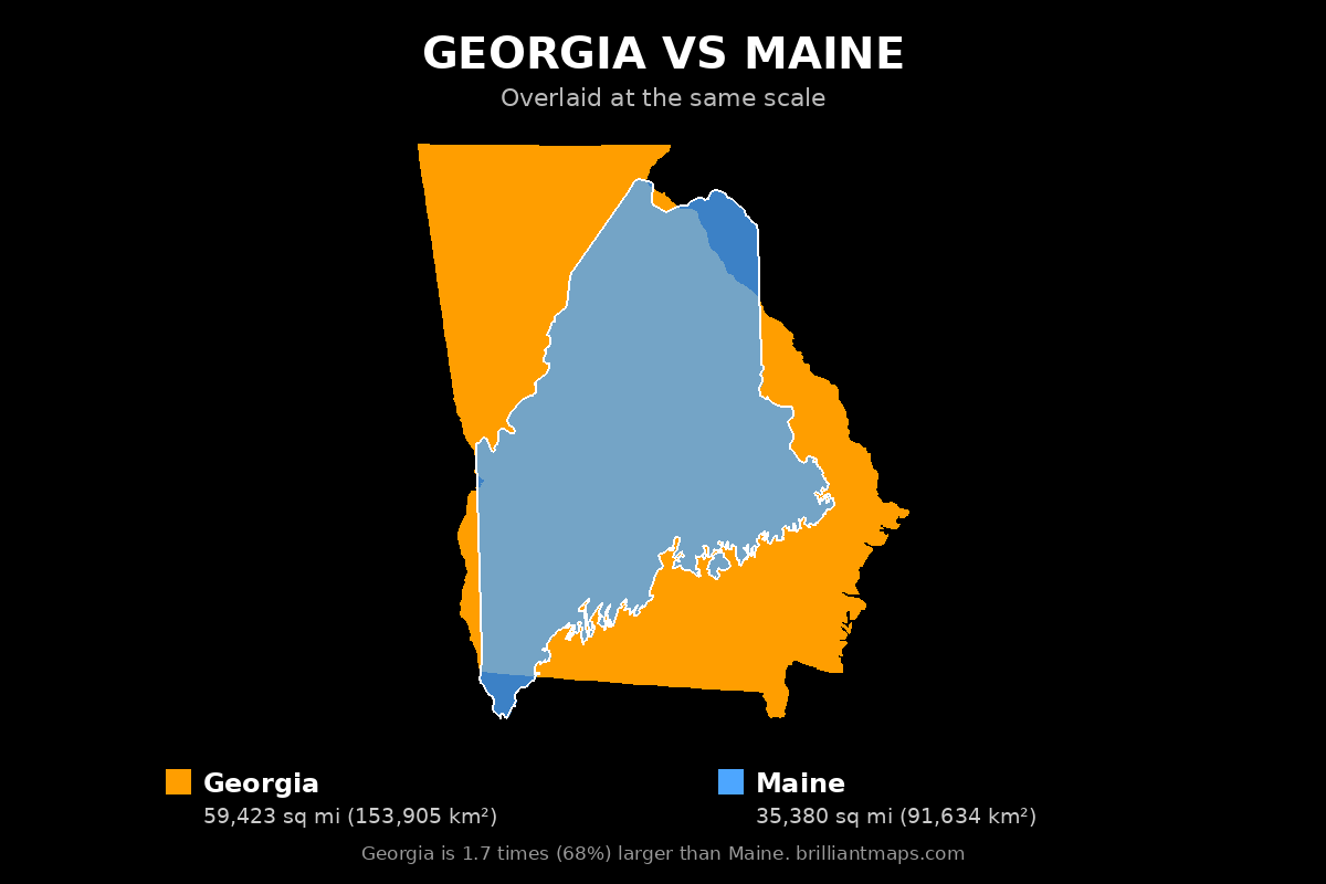 Georgia vs Maine Size Comparison Map