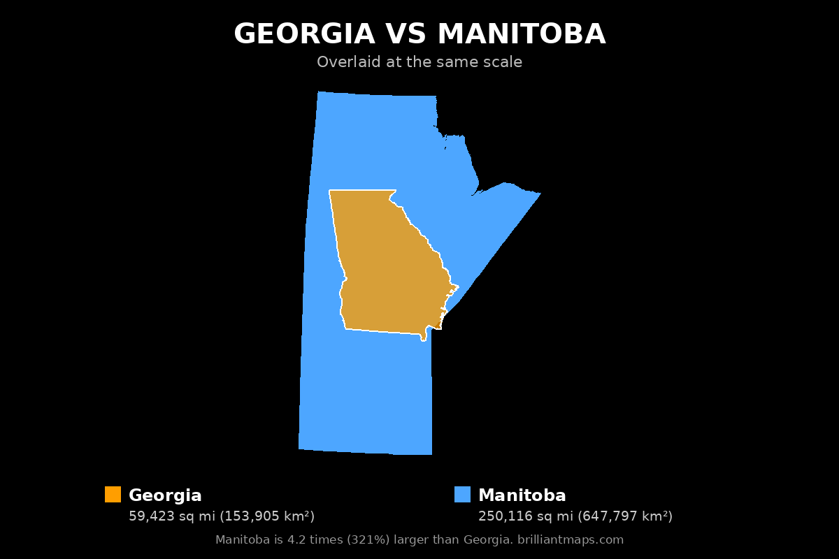 Georgia vs Manitoba Size Comparison Map