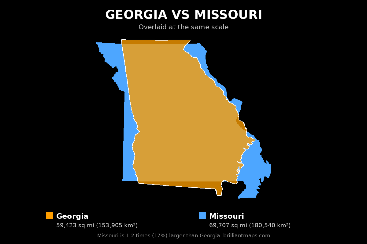 Georgia vs Missouri Size Comparison Map
