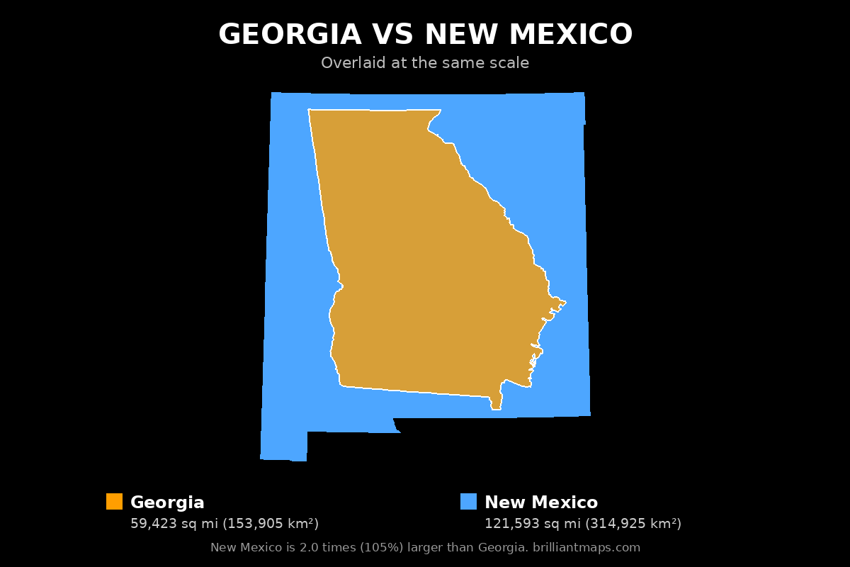 Georgia vs New Mexico Size Comparison Map
