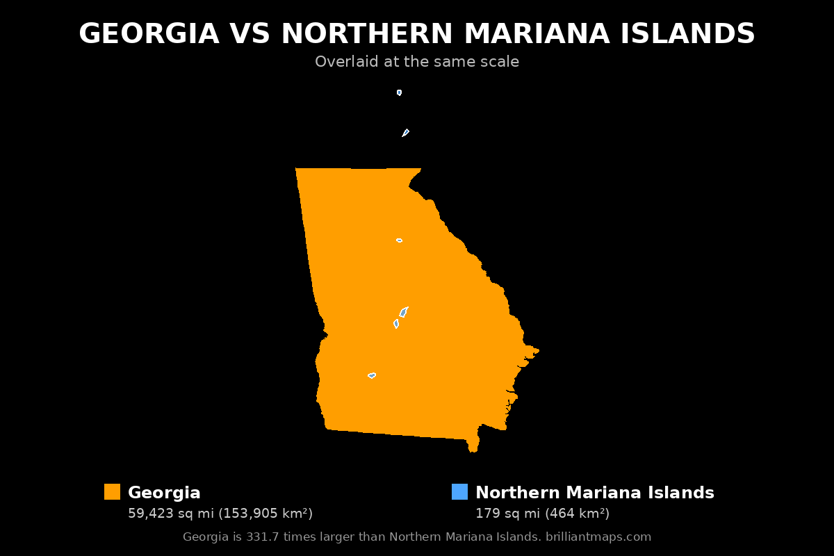 Georgia vs Northern Mariana Islands Size Comparison Map