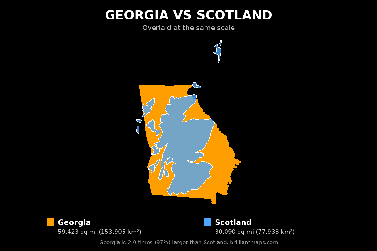 Georgia vs Scotland Size Comparison Map