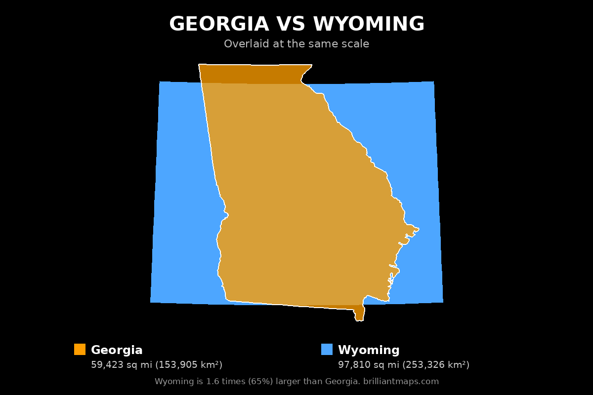 Georgia vs Wyoming Size Comparison Map