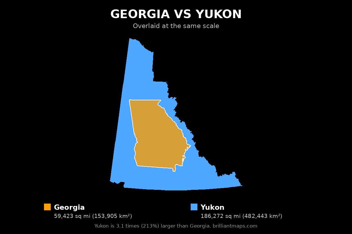 Georgia vs Yukon Size Comparison Map