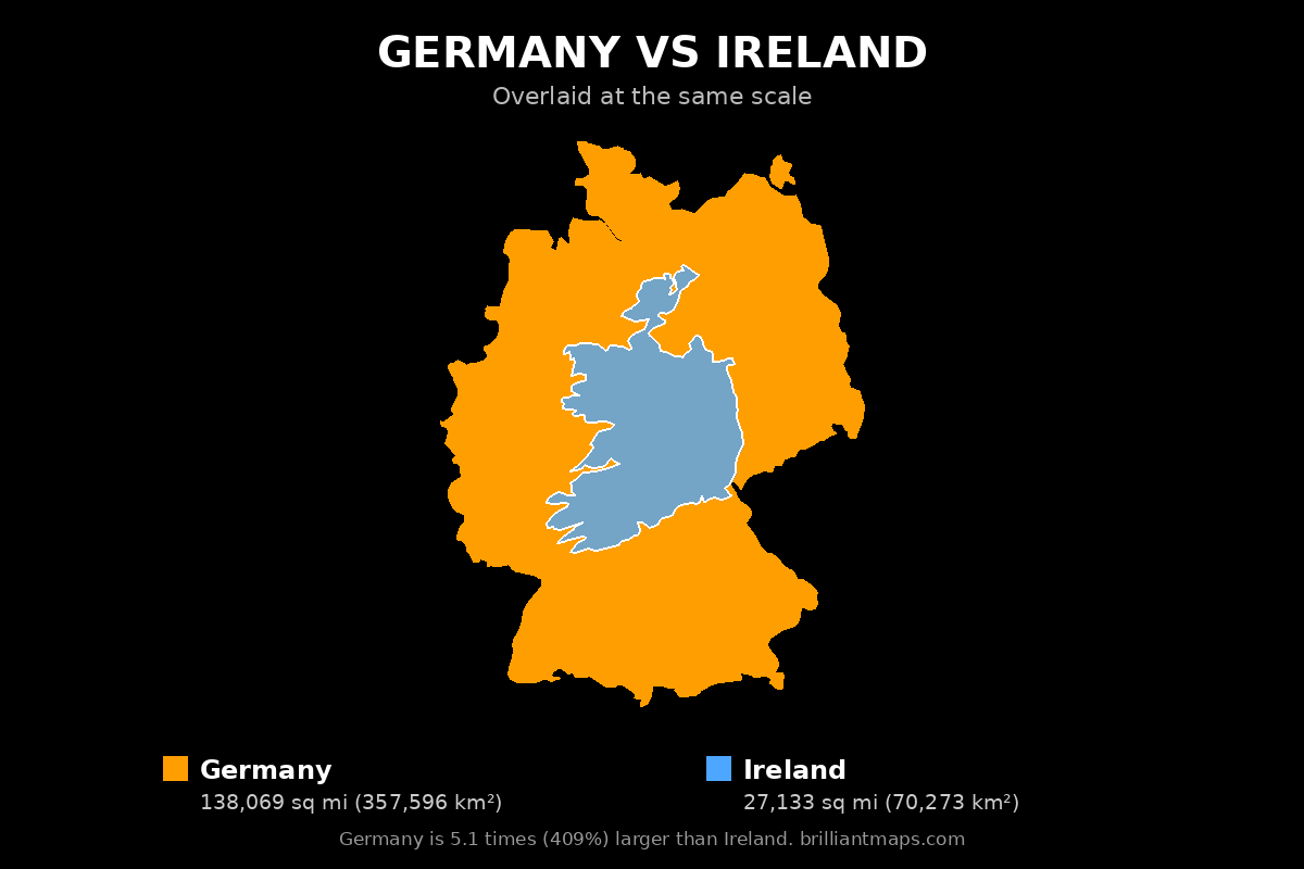 Germany vs Ireland Size Comparison Map