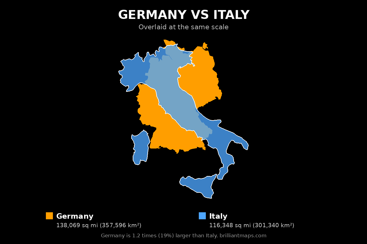 Germany vs Italy Size Comparison Map
