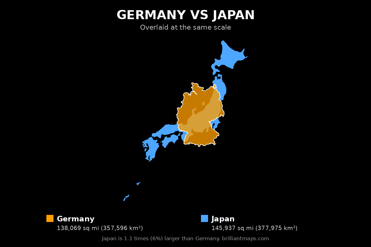 Germany vs Japan Size Comparison Map