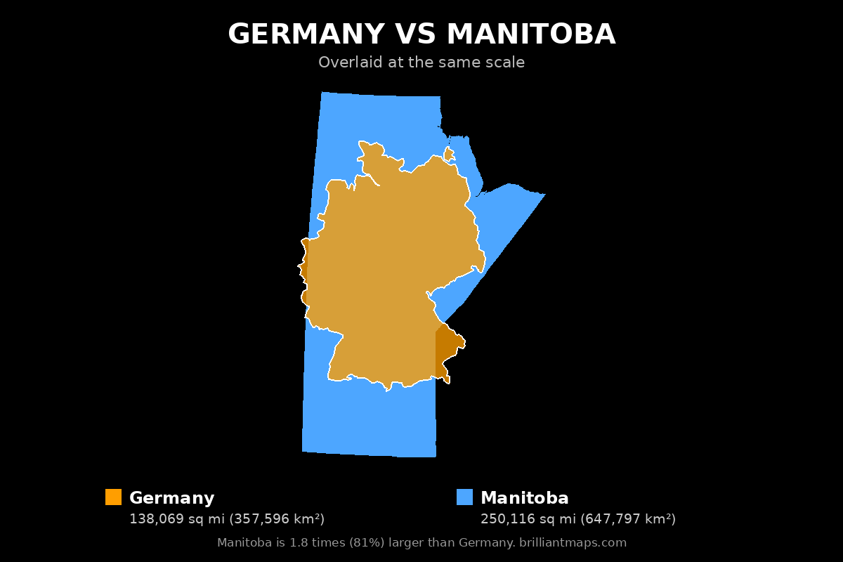 Germany vs Manitoba Size Comparison Map