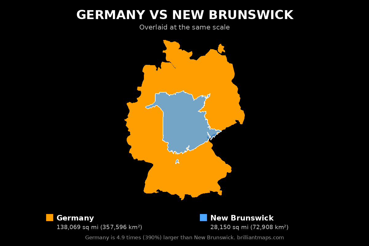 Germany vs New Brunswick Size Comparison Map