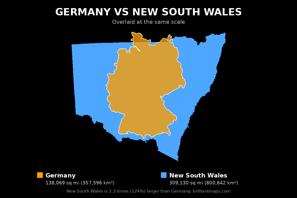 Germany vs New South Wales Size Comparison Map