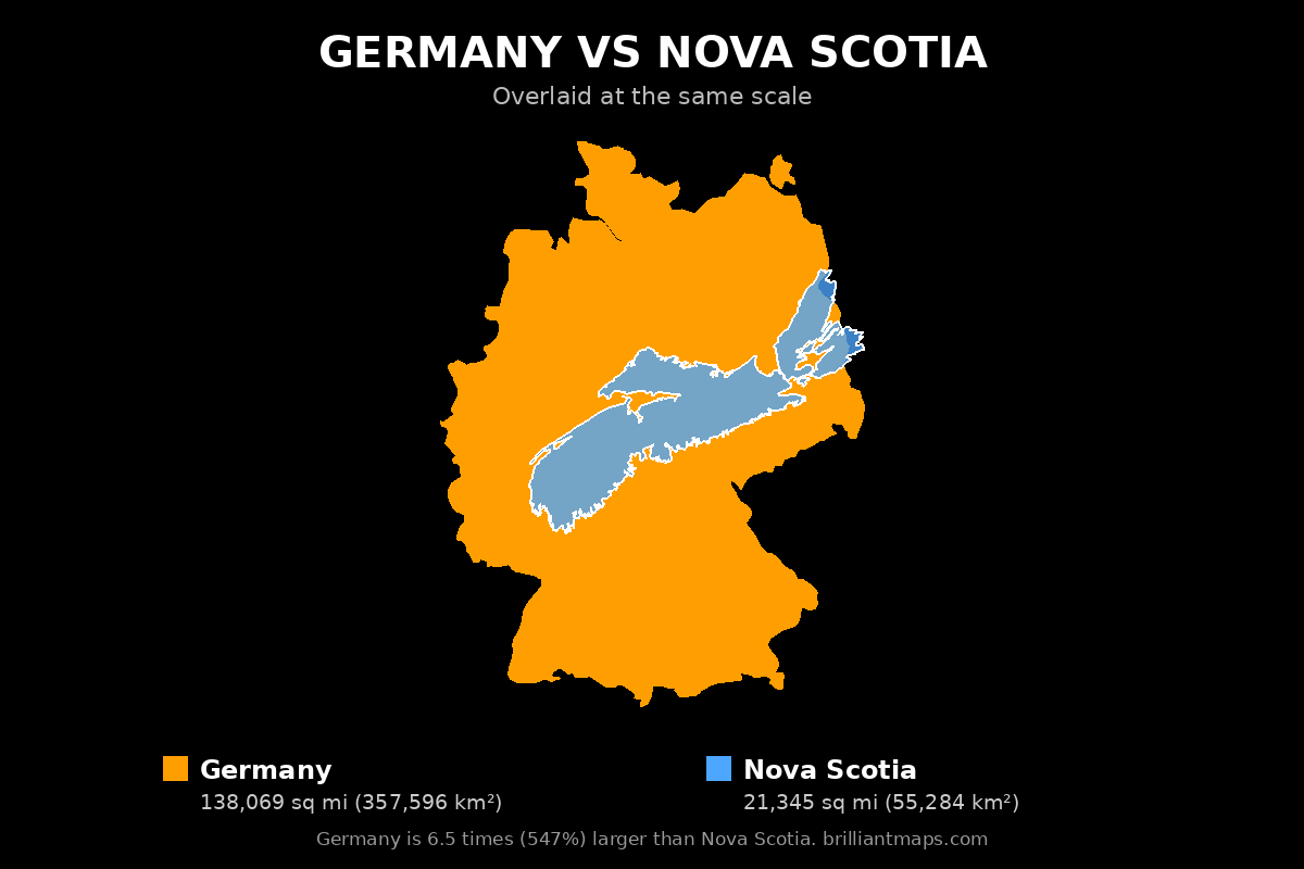 Germany vs Nova Scotia Size Comparison Map