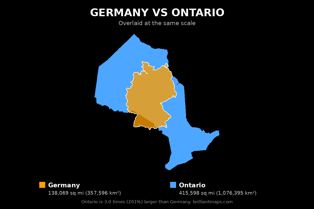 Germany vs Ontario Size Comparison Map