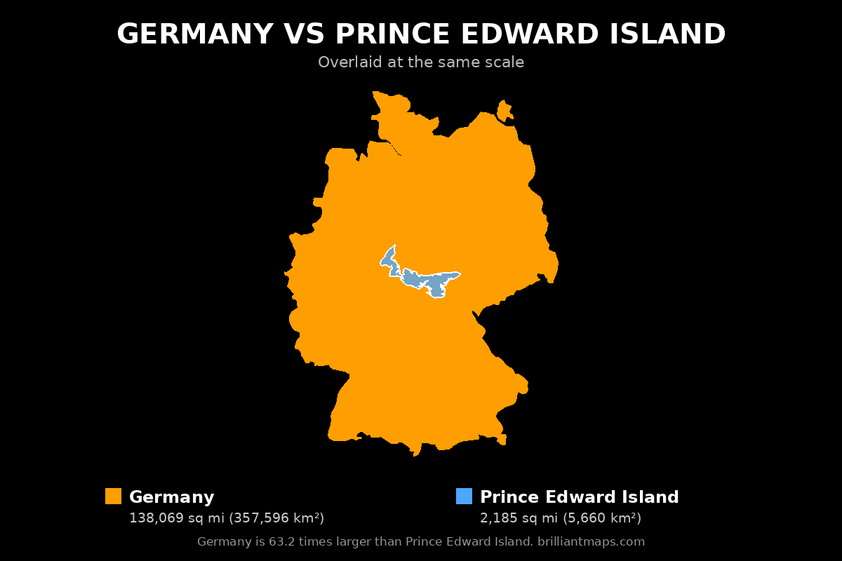 Germany vs Prince Edward Island Size Comparison Map