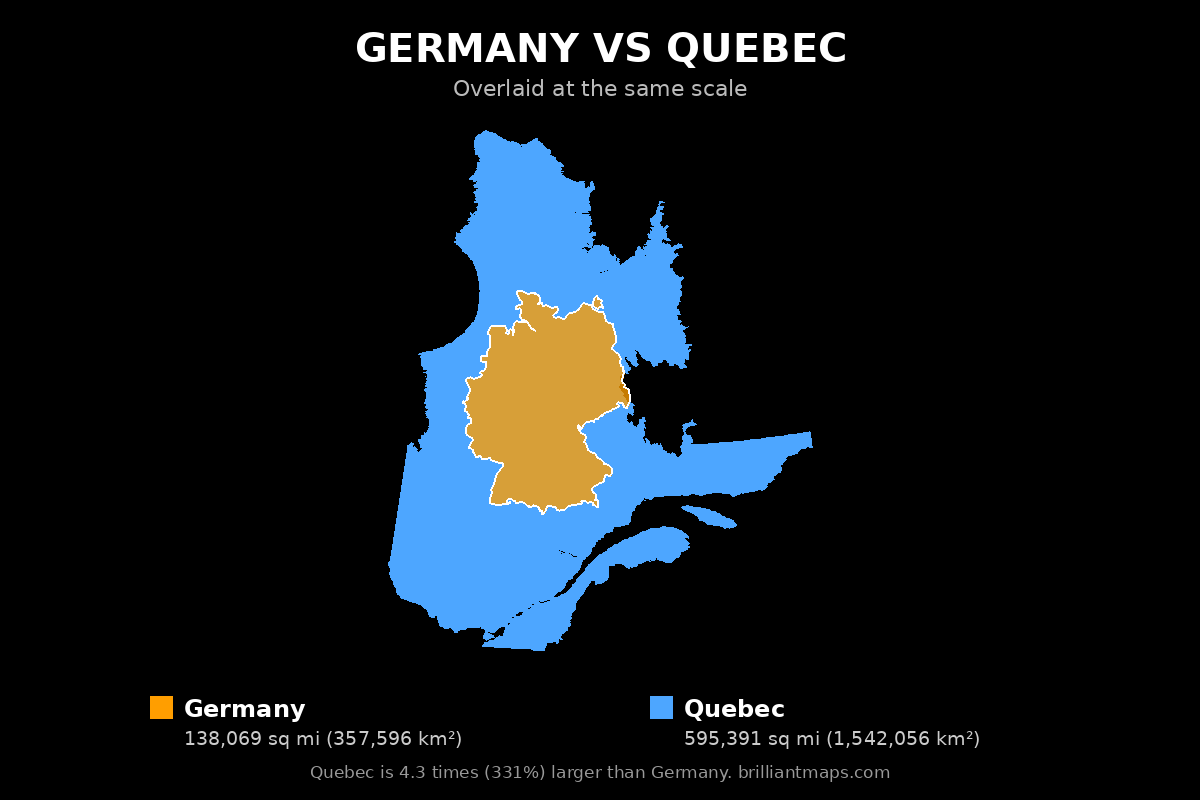 Germany vs Quebec Size Comparison Map
