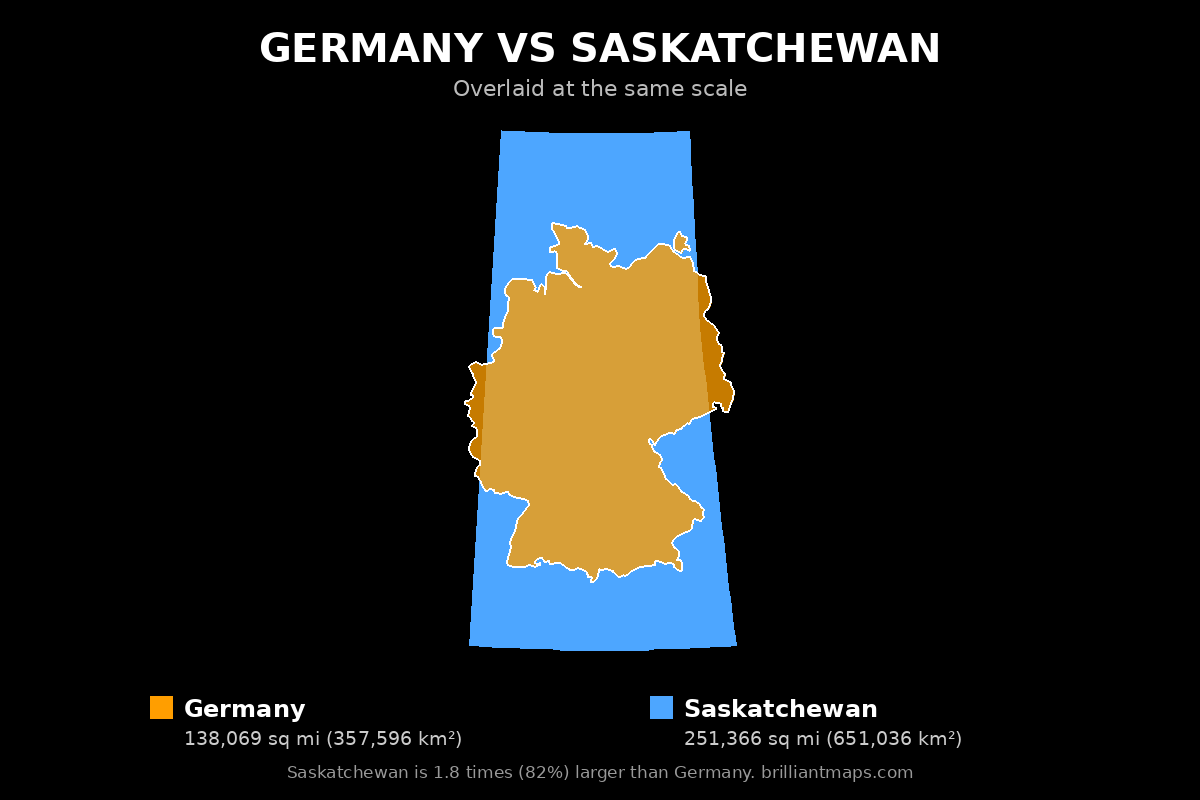 Germany vs Saskatchewan Size Comparison Map