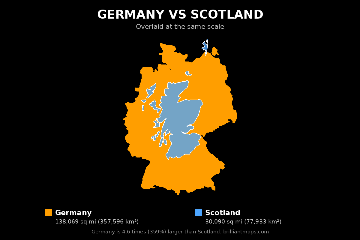 Germany vs Scotland Size Comparison Map