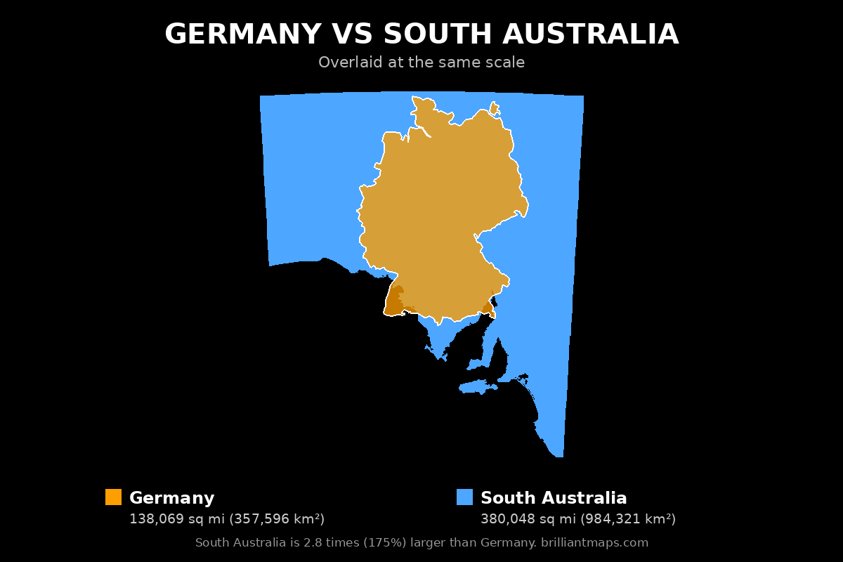 Germany vs South Australia Size Comparison Map