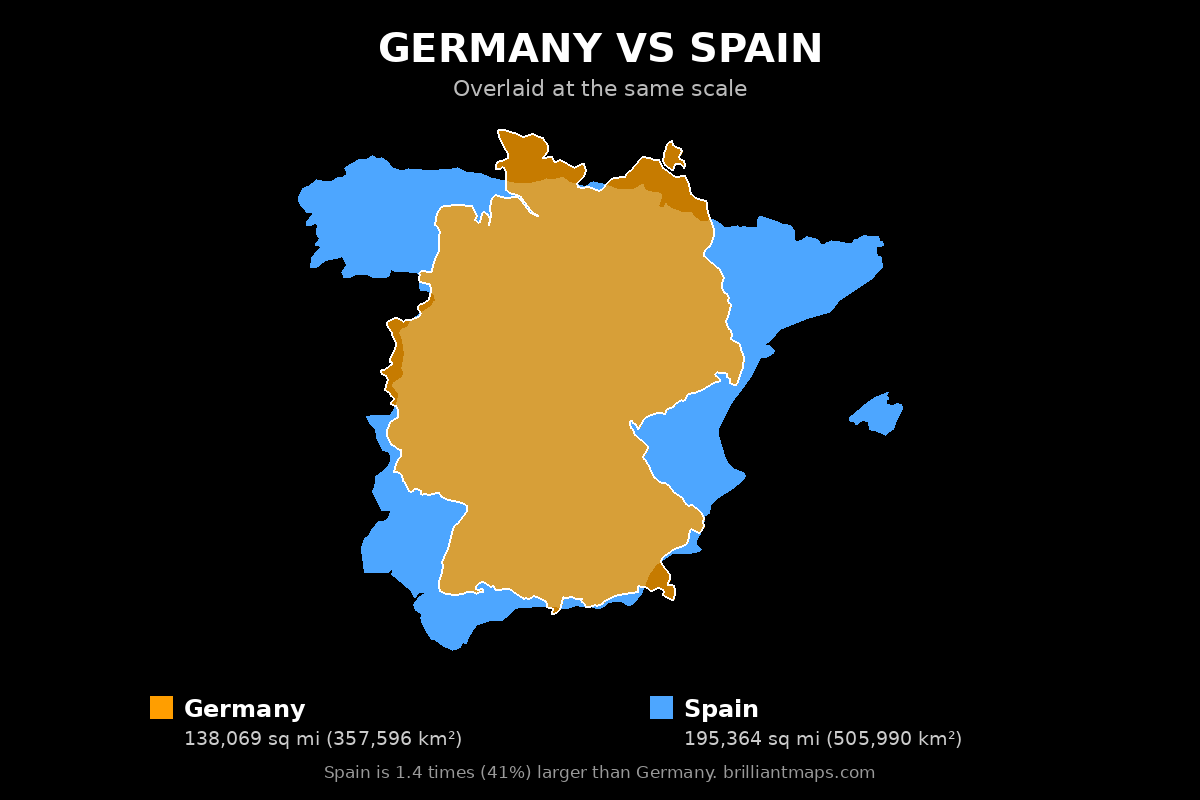 Germany vs Spain Size Comparison Map