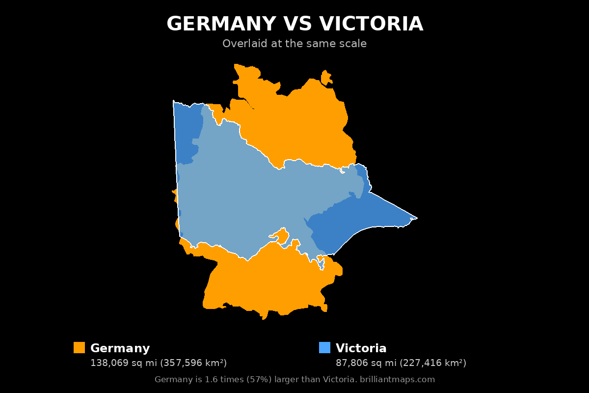 Germany vs Victoria Size Comparison Map