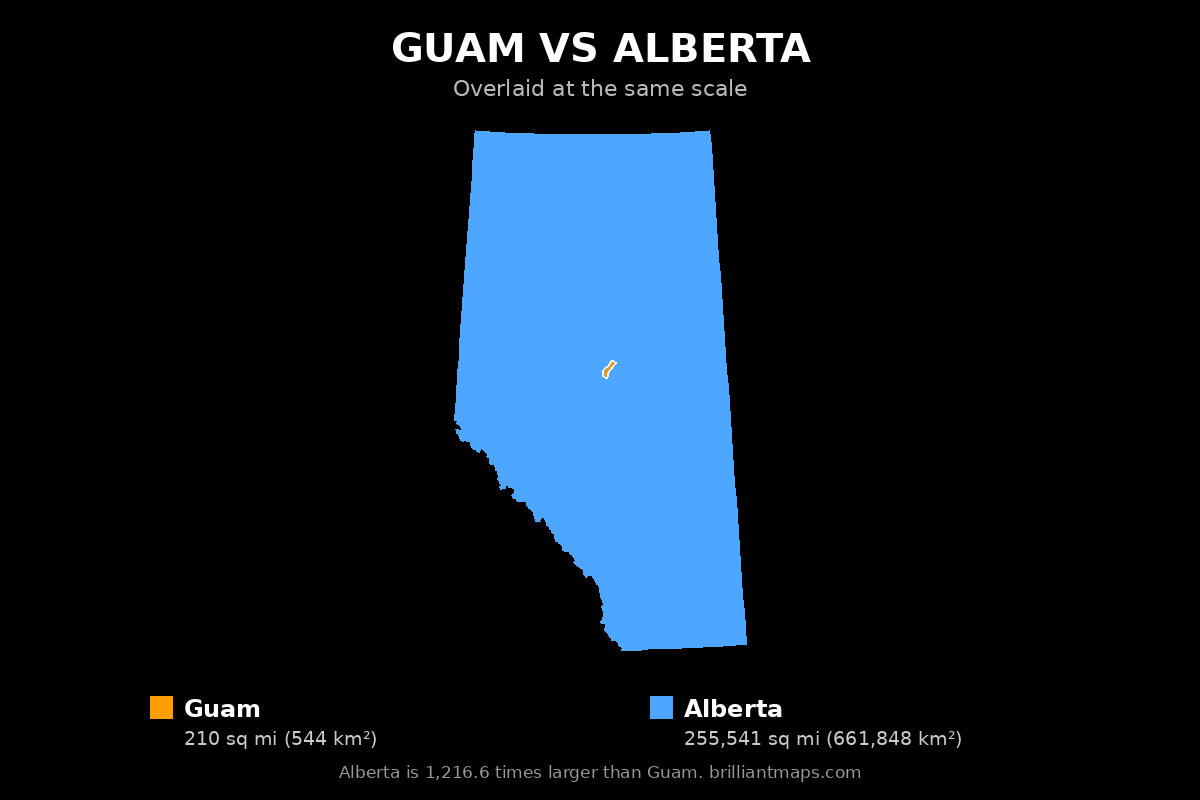 Guam vs Alberta Size Comparison Map