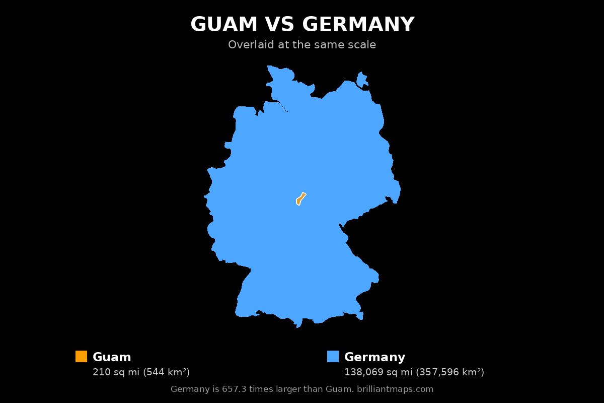 Guam vs Germany Size Comparison Map
