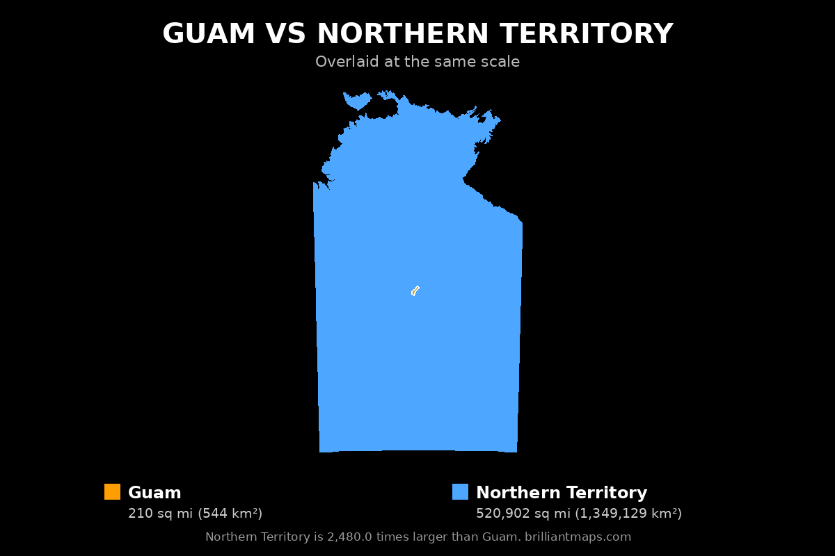 Guam vs Northern Territory Size Comparison Map