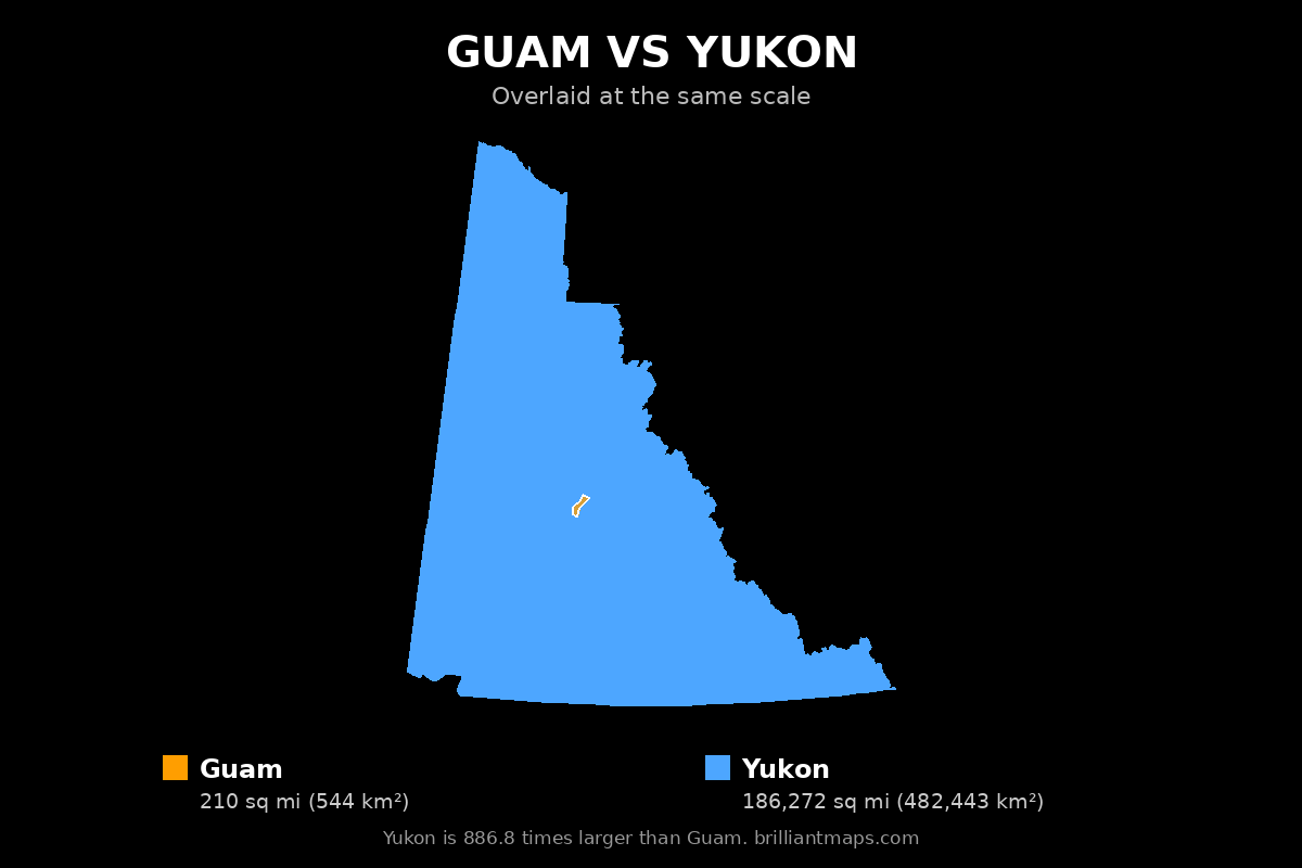 Guam vs Yukon Size Comparison Map