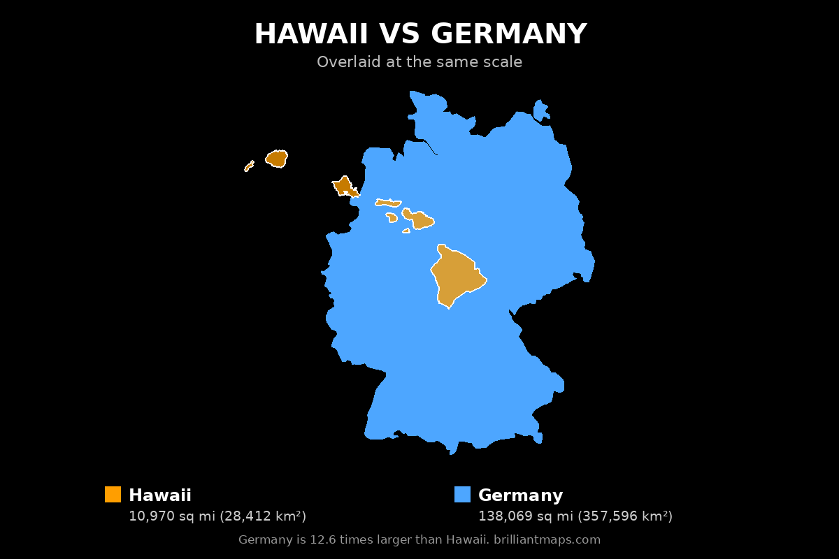 Hawaii vs Germany Size Comparison Map