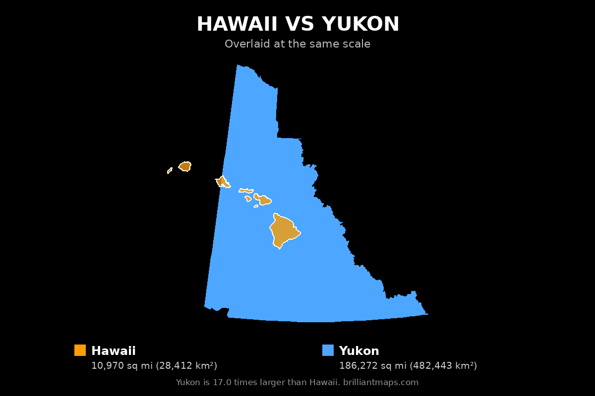 Hawaii vs Yukon Size Comparison Map
