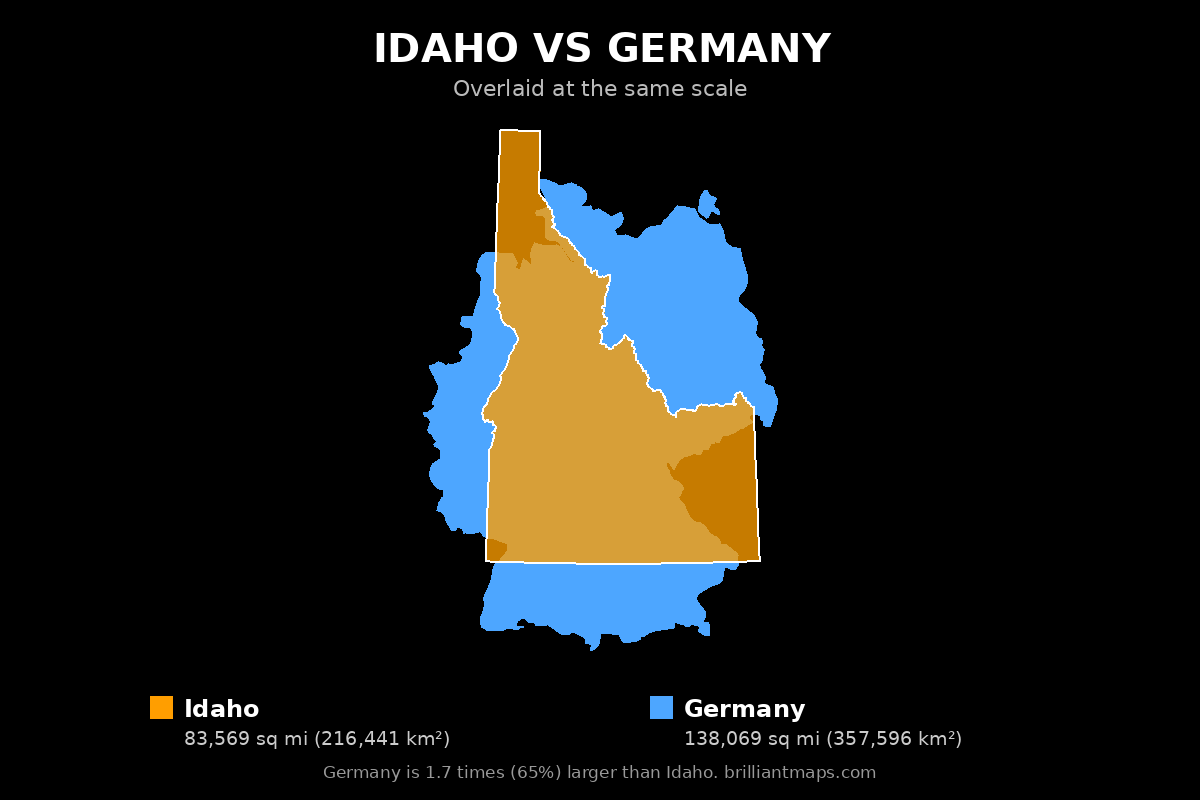 Idaho vs Germany Size Comparison Map